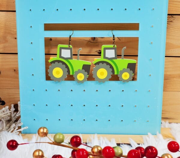 Green Tractor Earrings