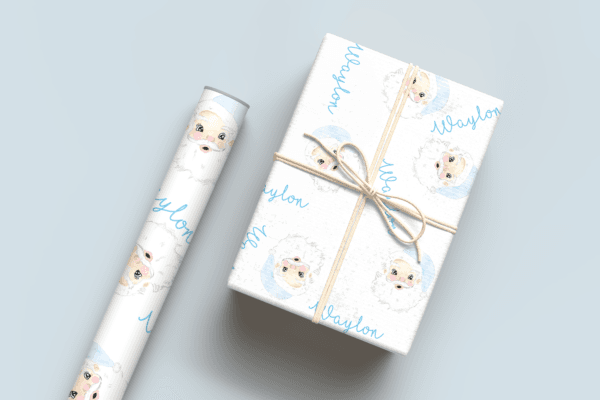Blue Santa Wrapping Paper