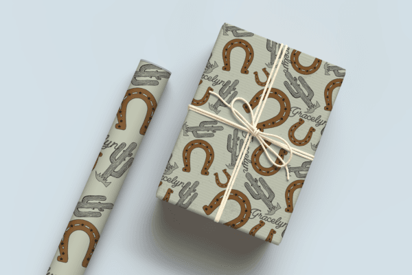 Horseshoe and Cactus Wrapping Paper