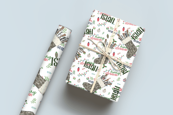 Christmas Camo Stocking Wrapping Paper