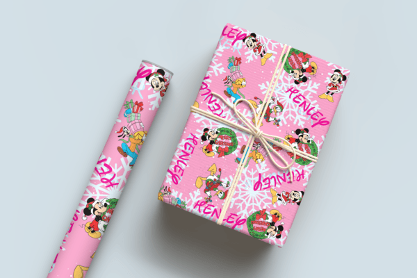 Christmas Mickey Pink Wrapping Paper