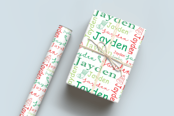 Christmas Name Collage Wrapping Paper