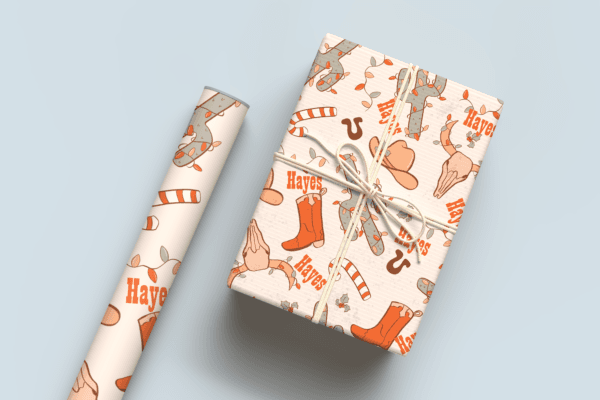 Christmas Western Cream Wrapping Paper