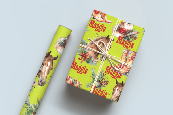 Christmas Western Green Wrapping Paper