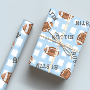 Football with Gingham Wrapping Paper