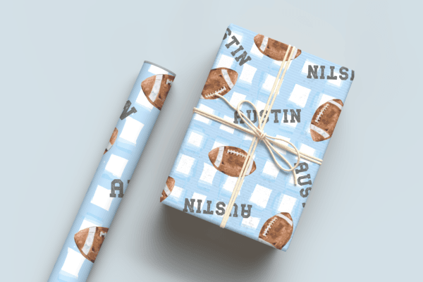 Football with Gingham Wrapping Paper
