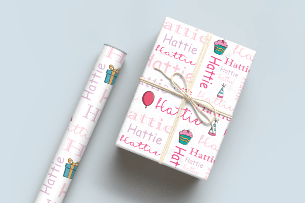 Girl Name Birthday Wrapping Paper