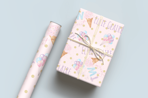 Ice Cream Pastel Birthday Wrapping Paper
