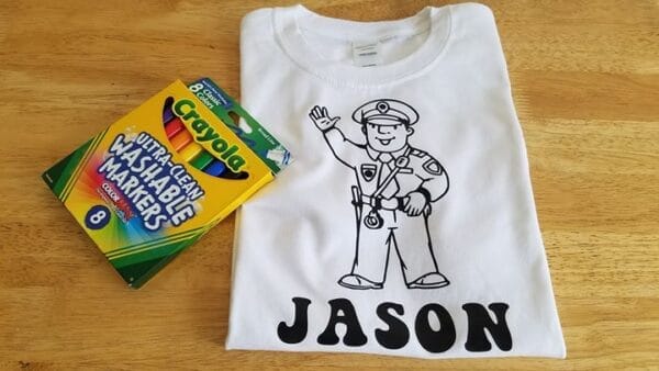 Police Man Coloring Shirt