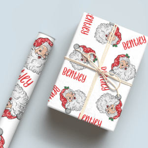Red Glitter Santa Wrapping Paper