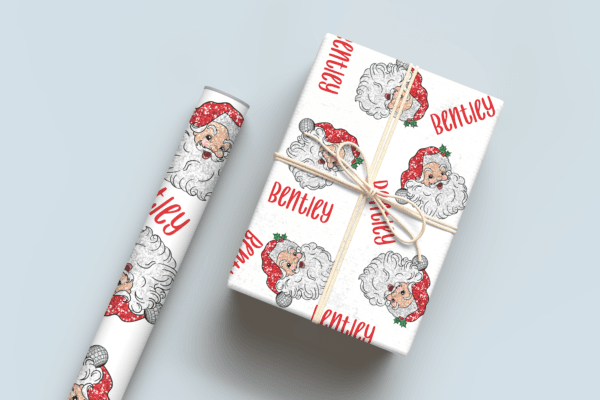 Red Glitter Santa Wrapping Paper