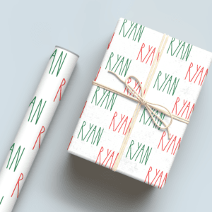 Red and Green Name Wrapping Paper