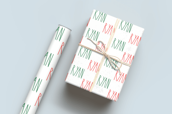 Red and Green Name Wrapping Paper