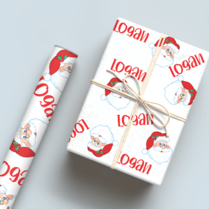 Red Outline Santa Wrapping Paper