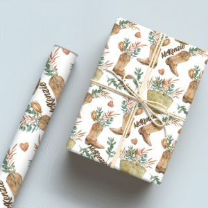Western Boot Watercolor Wrapping Paper