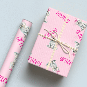 White Poodle w/ Bow Wrapping Paper