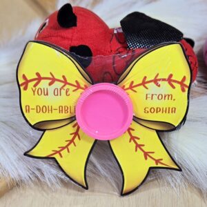 Softball Bow Play-Doh Valentine